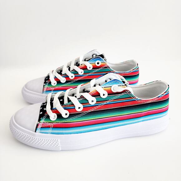 House of Chingasos Mexican Serape & Stars Print Shell Toe Sneakers Men's Size 6 - Picture 1 of 8